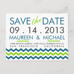 Modern Chevron Zig-Zag Save the Date Announcement Postcard