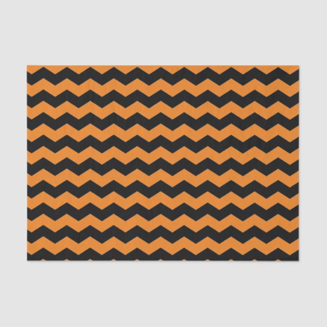 Modern Chevron Zigzag Black and Orange Pattern  Tissue Paper (Front)