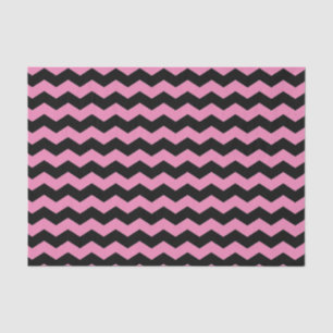 Modern Chevron Zigzag Black and Pink Pattern Tissue Paper