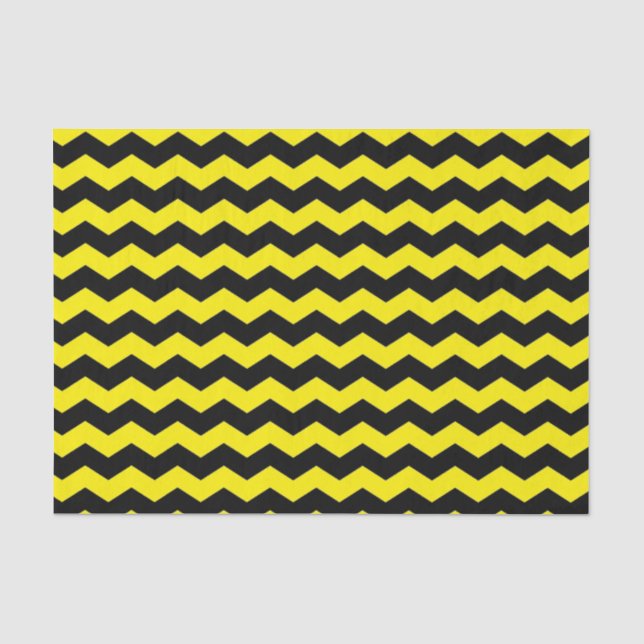 Modern Chevron Zigzag Black and Yellow Pattern  Tissue Paper (Front)