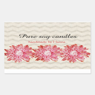 Modern chevron zigzag pattern with pink flower rectangular sticker