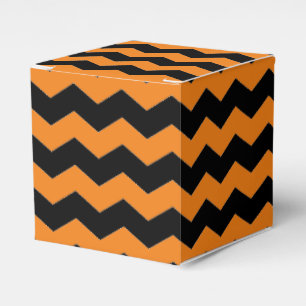 Modern Chevron Zigzag Stripes Black and Orange  Favour Box