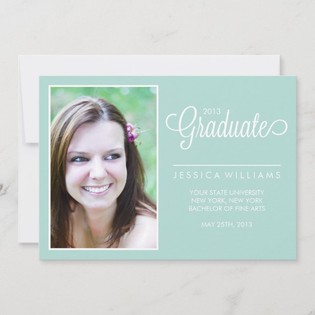 Modern Chevrons Photo Graduation {Mint} Announcement (Front)