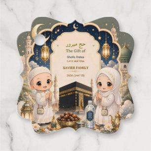 Modern Chibi Hajj Mabroor Personalised Favour Tags
