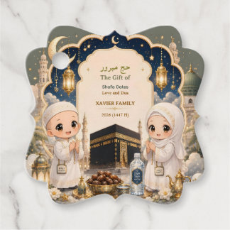 Modern Chibi Hajj Mabroor Personalised Favour Tags