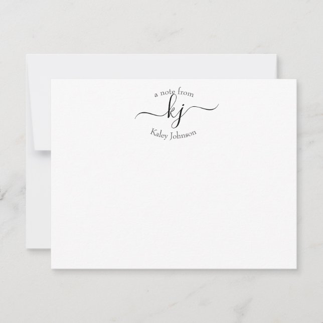 Modern Chic 2 Monogram Initials Personalised  Thank You Card (Front)