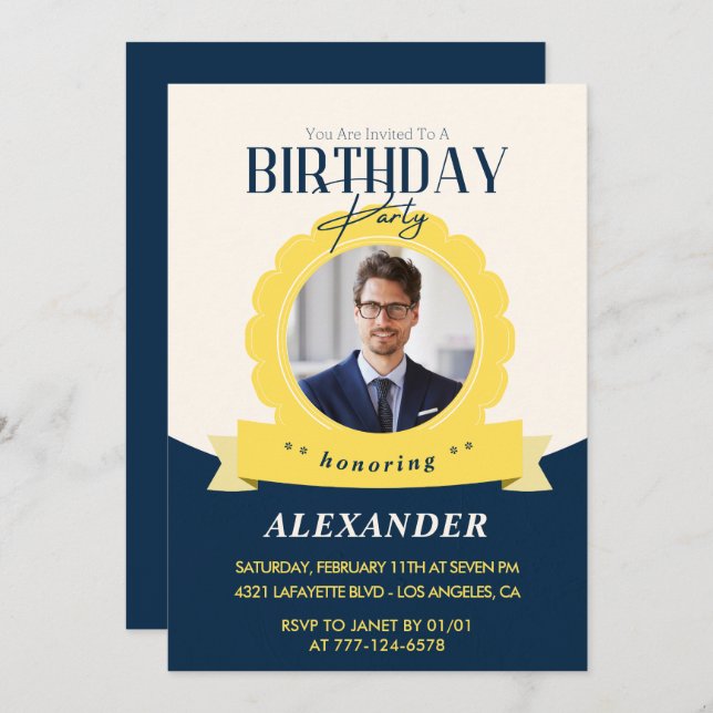 Modern Chic 42nd birthday invitation  (Front/Back)
