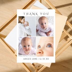 Modern Chic 4 Photo Collage Baby Shower Thank You Card