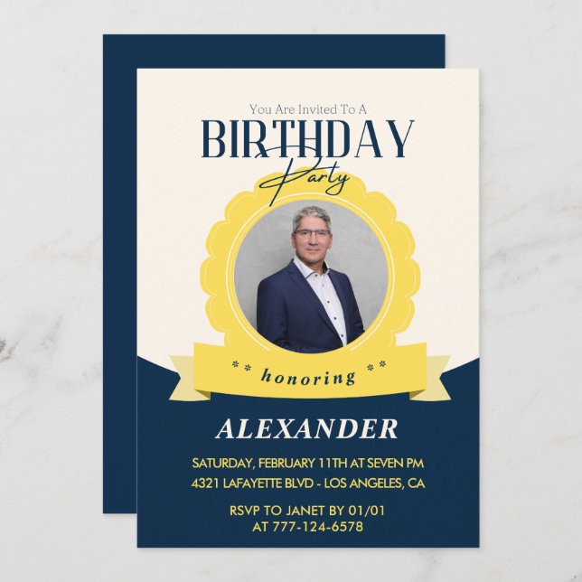 Modern Chic 67th birthday invitation  (Front/Back)