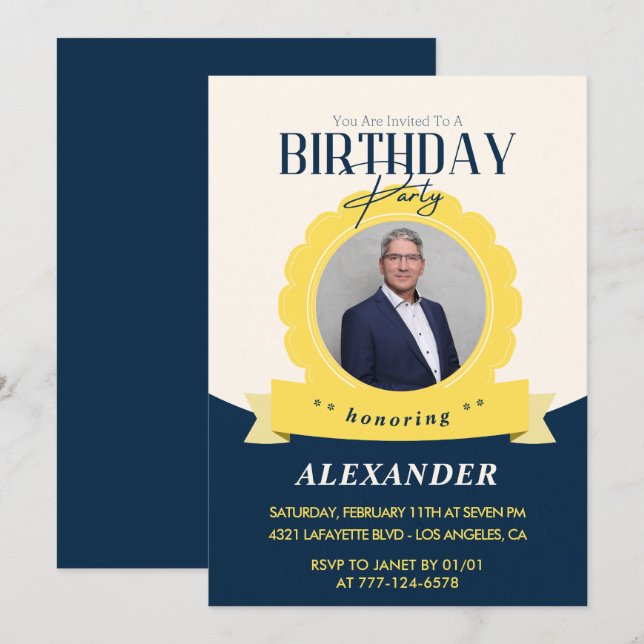 Modern Chic 77th birthday invitation  (Front/Back)