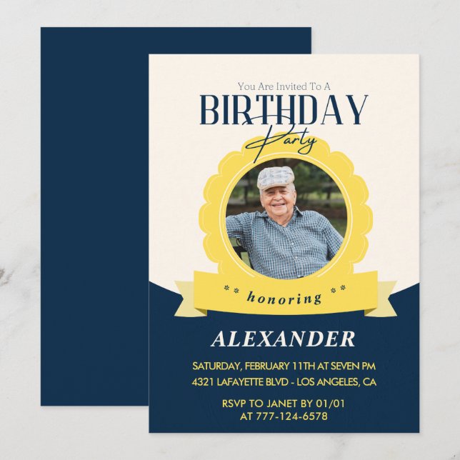 Modern Chic 81st birthday invitation  (Front/Back)