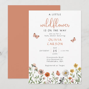 Modern Chic A Little Wildflower Floral Baby Shower Invitation