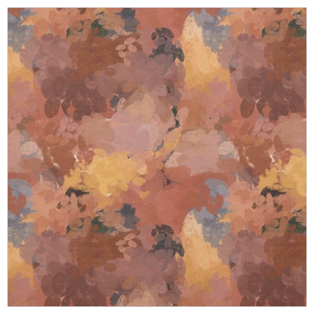 Modern Chic Abstract Terracotta Rust Brown Fabric (Swatch)