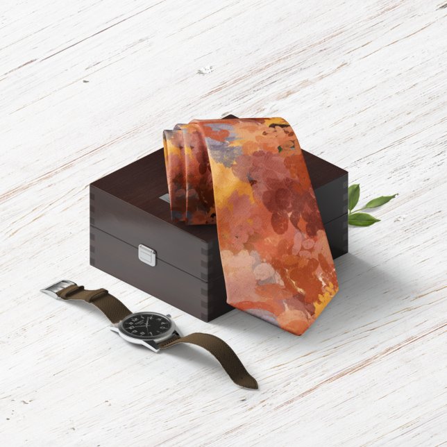 Modern Chic Abstract Terracotta Rust Brown Tie (Creator Uploaded)