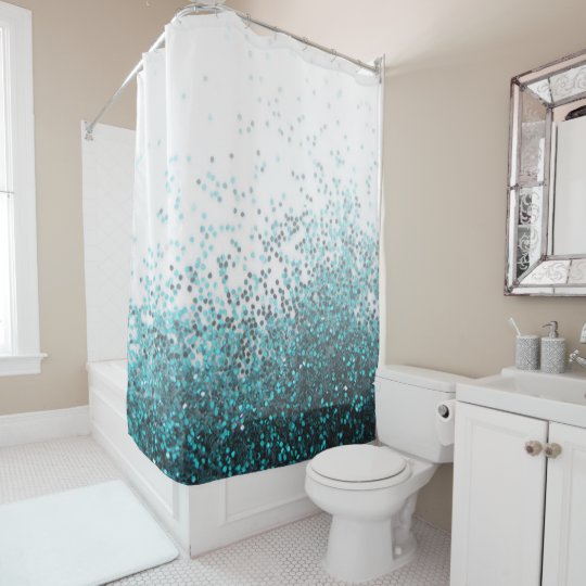 Modern Chic Aqua Green Teal Silver Glitter Sequins Shower Curtain Modern Chic Aqua Green Teal Silver Glitter Sequins Shower Curtain Zazzle Co Uk