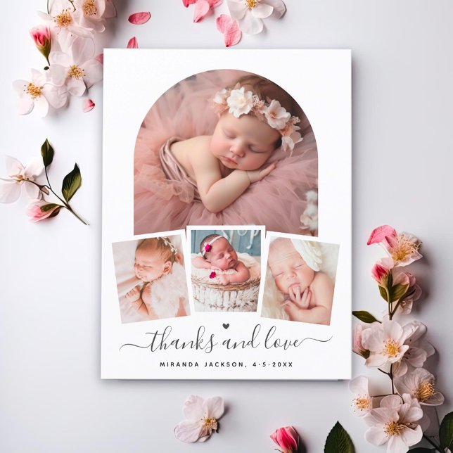 Modern Chic Arch Baby Shower Thank You Photo Postcard (Creator Uploaded)