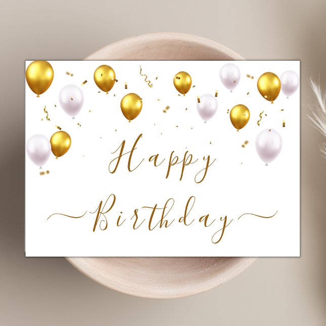 Modern Chic Balloons Elegant Happy Birthday Script Card (Creator Uploaded)