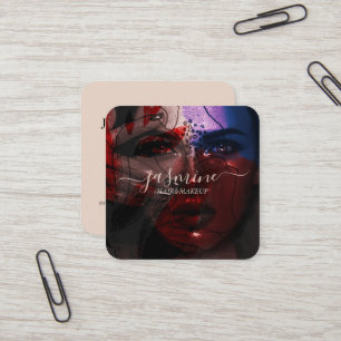 Modern Chic Beauty Cream Beige Casual Script Photo Square Business Card