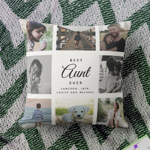 Modern Chic Best Aunt Ever Family Photo Collage Cushion