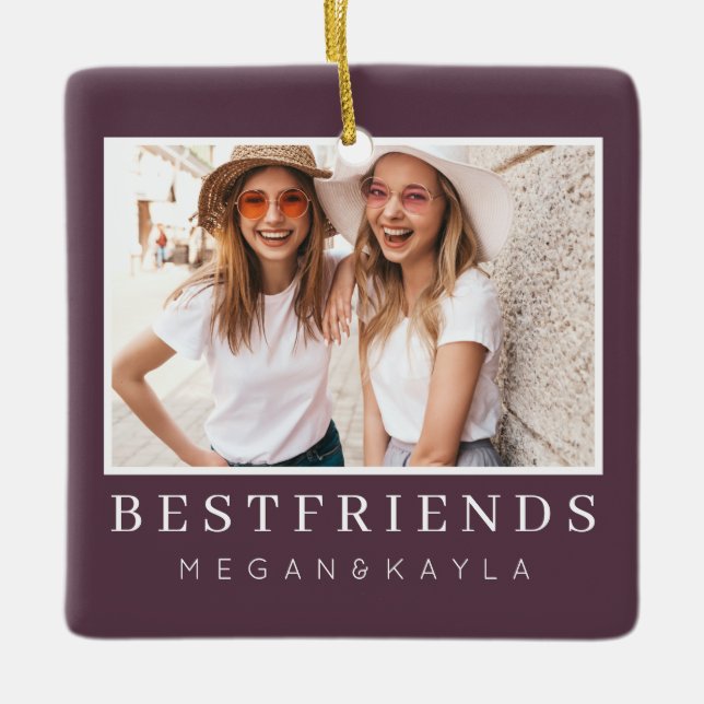 Modern Chic Best Friends BFF Photo Ceramic Ornament (Front)