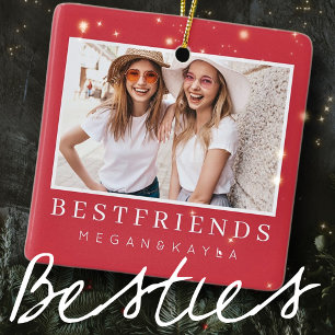 Modern Chic Best Friends BFF Photo Ceramic Ornament