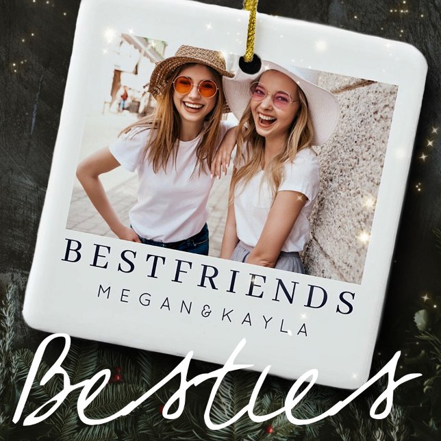 Modern Chic Best Friends BFF Photo Ceramic Ornament (Creator Uploaded)