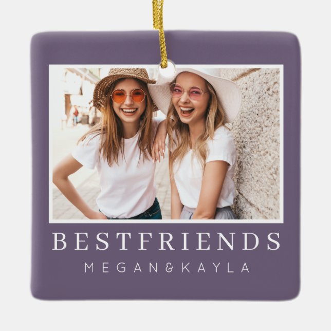 Modern Chic Best Friends BFF Photo Ceramic Ornament (Front)