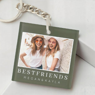 Modern Chic Best Friends BFF Photo Key Ring