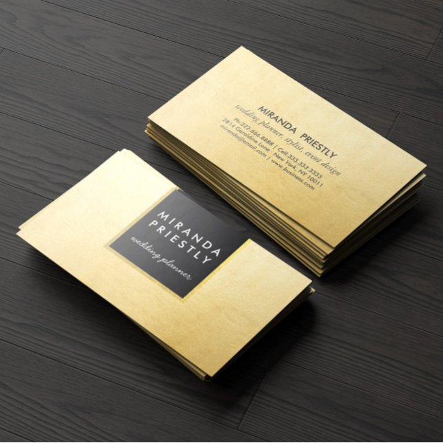Modern Chic Black and Faux Gold Foil Luxe Creative Business Card (Creator Uploaded)