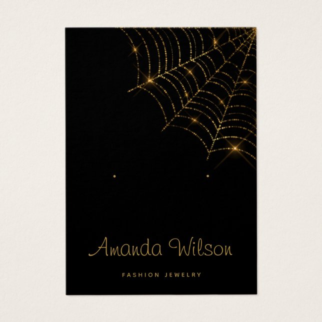 Modern chic Black and Gold earring display card (Front)