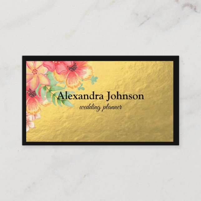 Modern Chic Black and Gold Foil Luxury Business Ca Business Card (Front)