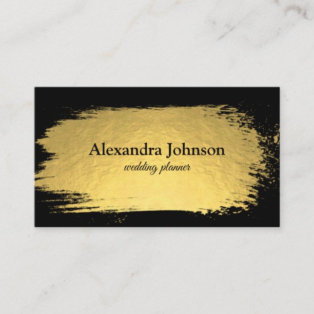 Modern Chic Black and Gold Foil Luxury Business Card (Front)