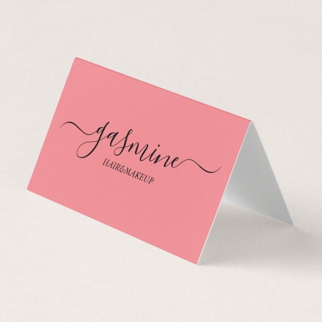 Modern Chic Black and Pink Casual Script Business Card (Front)