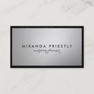 Modern Chic Black and Silver Foil wedding planner Business Card