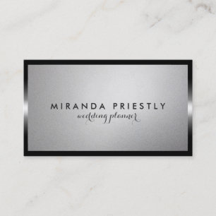 Modern Chic Black and Silver Foil wedding planner Business Card