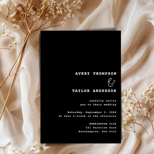 Modern Chic Black and Silver Wedding (Modern Chic Black and Silver Wedding Foil Invitation)