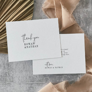 Modern Chic Black and White Flat Wedding Thank You Card