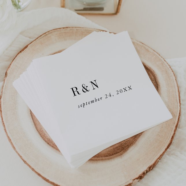Modern Chic Black and White Monogram Wedding Napkin (Creator Uploaded)
