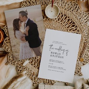 Modern Chic Black and White Photo Back Wedding Invitation