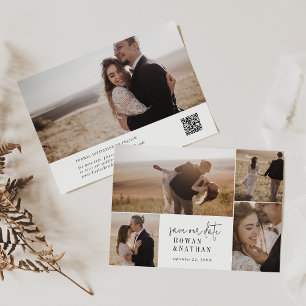 Modern Chic Black and White Photo Collage Save The Date