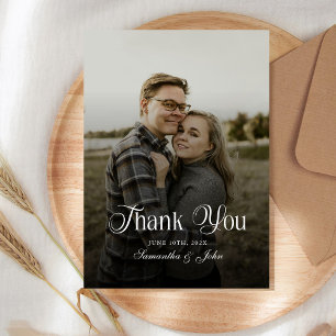 Modern Chic Black and White Photo Thank You Card