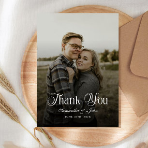 Modern Chic Black and White Photo Thank You Card
