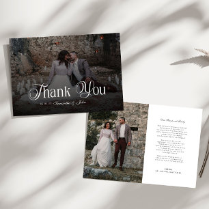 Modern Chic Black and White Photo Thank You Card