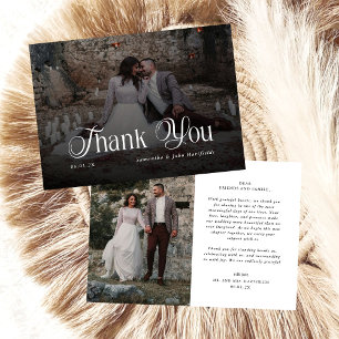 Modern Chic Black and White Photo Thank You Card