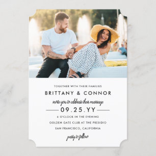Modern Chic Black and White Photo Wedding Invitation