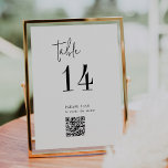 Modern Chic Black and White QR Code Table Number<br><div class="desc">This modern chic black and white QR code table number is perfect for a simple wedding. The minimalist boho design features rustic unique and stylish bohemian typography in minimal clean black and white. The card prints on the front and back (double-sided). Use the bar code to link to your menu,...</div>