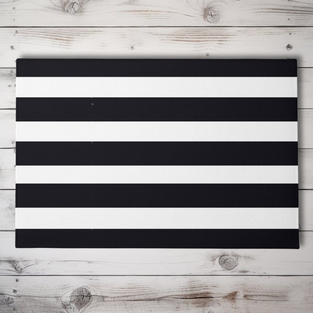 Modern Chic Black And White Striped Chic Outdoor  Doormat (Black & white striped front doormat. Minimalist, classic modern chic elegance. Simple perfection!)