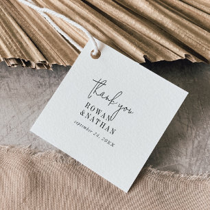Modern Chic Black and White Thank You Wedding Favour Tags