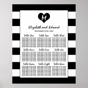 Modern Chic Black and White Wedding Seating Chart