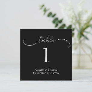 Modern Chic Black and White Wedding Table Number